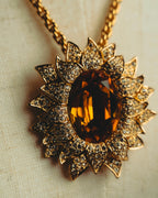 -SPECIAL- “Christian Dior” 80’s-90’s Sunburst amber glass pendant brooch
