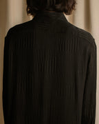 "Saint Laurent Paris" Jacquard pattern silk black shirt