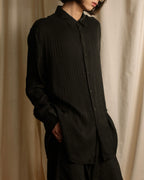 "Saint Laurent Paris" Jacquard pattern silk black shirt