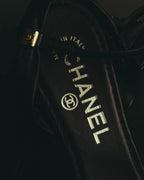 "CHANEL" 90's-00's Bow leather ankle strap sandals