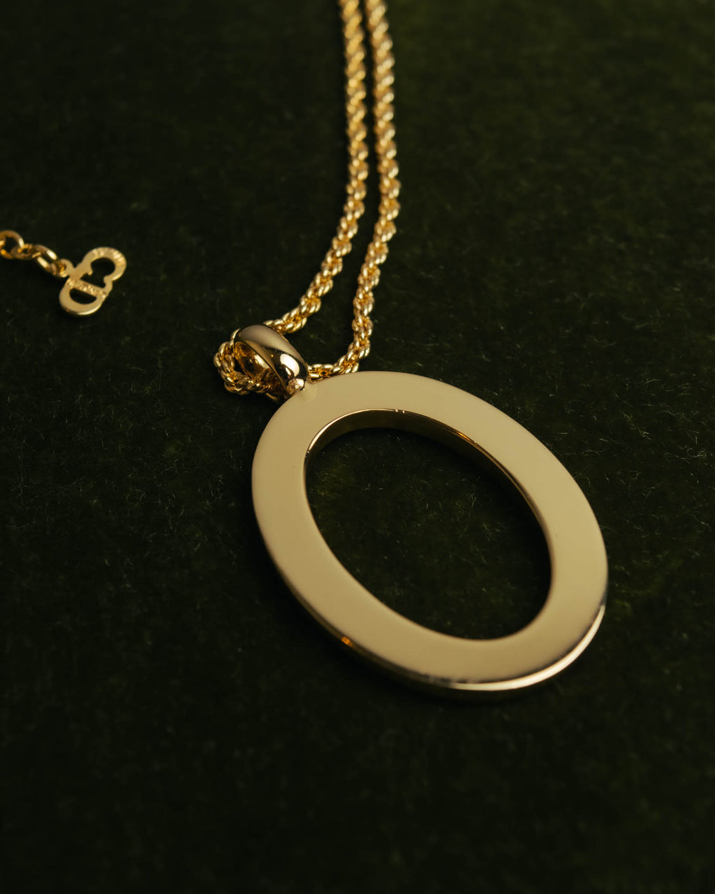 "Christian Dior" 80's-00's Rhinestone oval pendant necklace