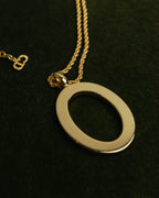 "Christian Dior" 80's-00's Rhinestone oval pendant necklace