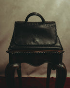-SPECIAL- “FENDI” 80’s-90’s Coat of arms embossed whipstitched leather handbag