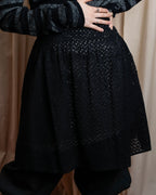 "PRADA" Embroidered design layered mid length flared skirt