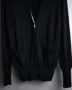 “CELINE” 2010’s Contrast placket wool silk cardigan