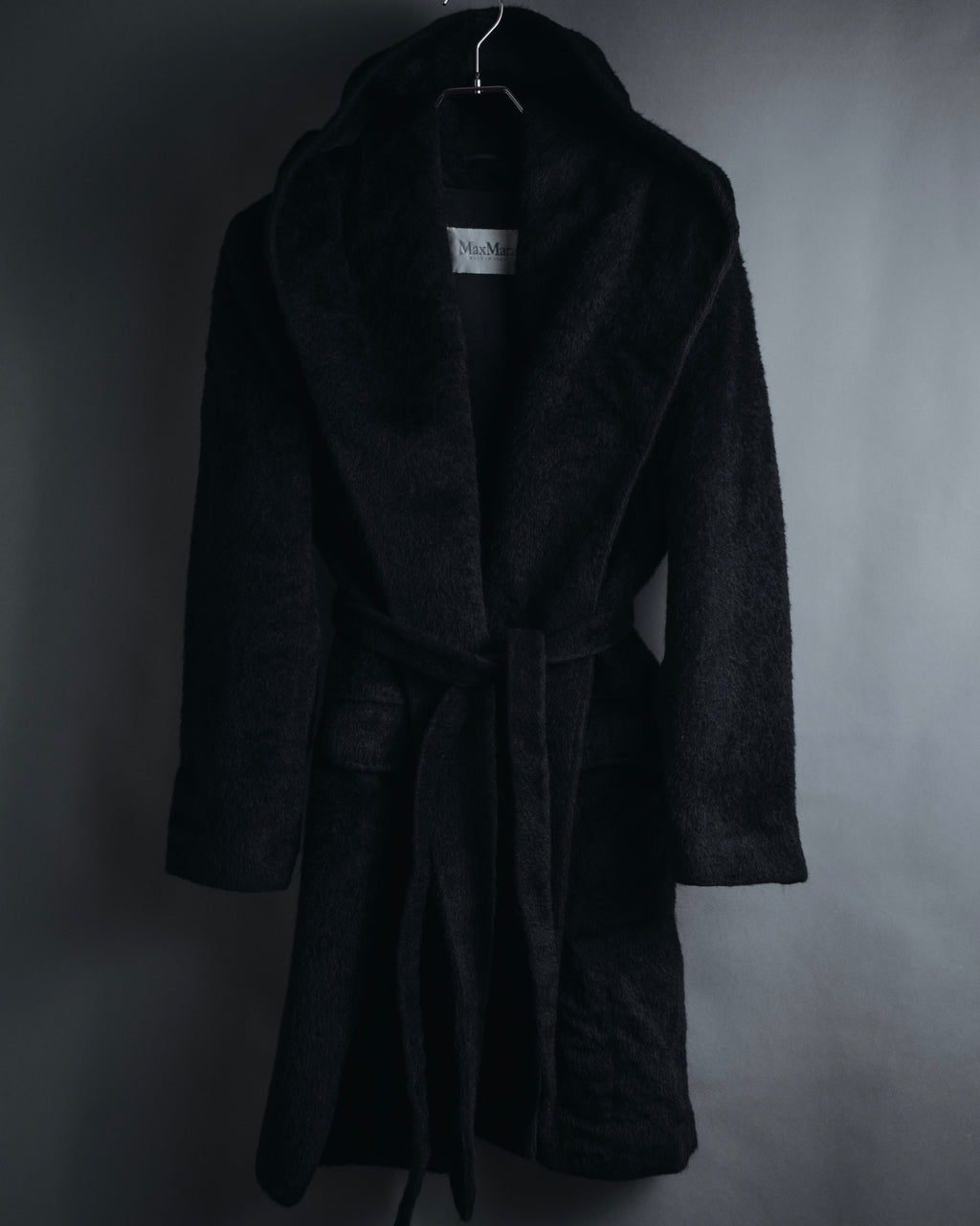 Max Mara 00年代-10年代系带羊驼毛绒毛连帽大衣