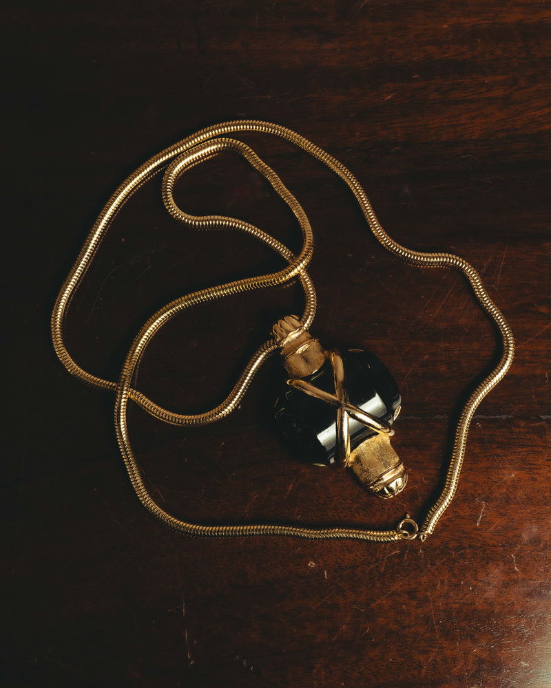 "Christian Dior" 1974 Sculptural black pendant necklace