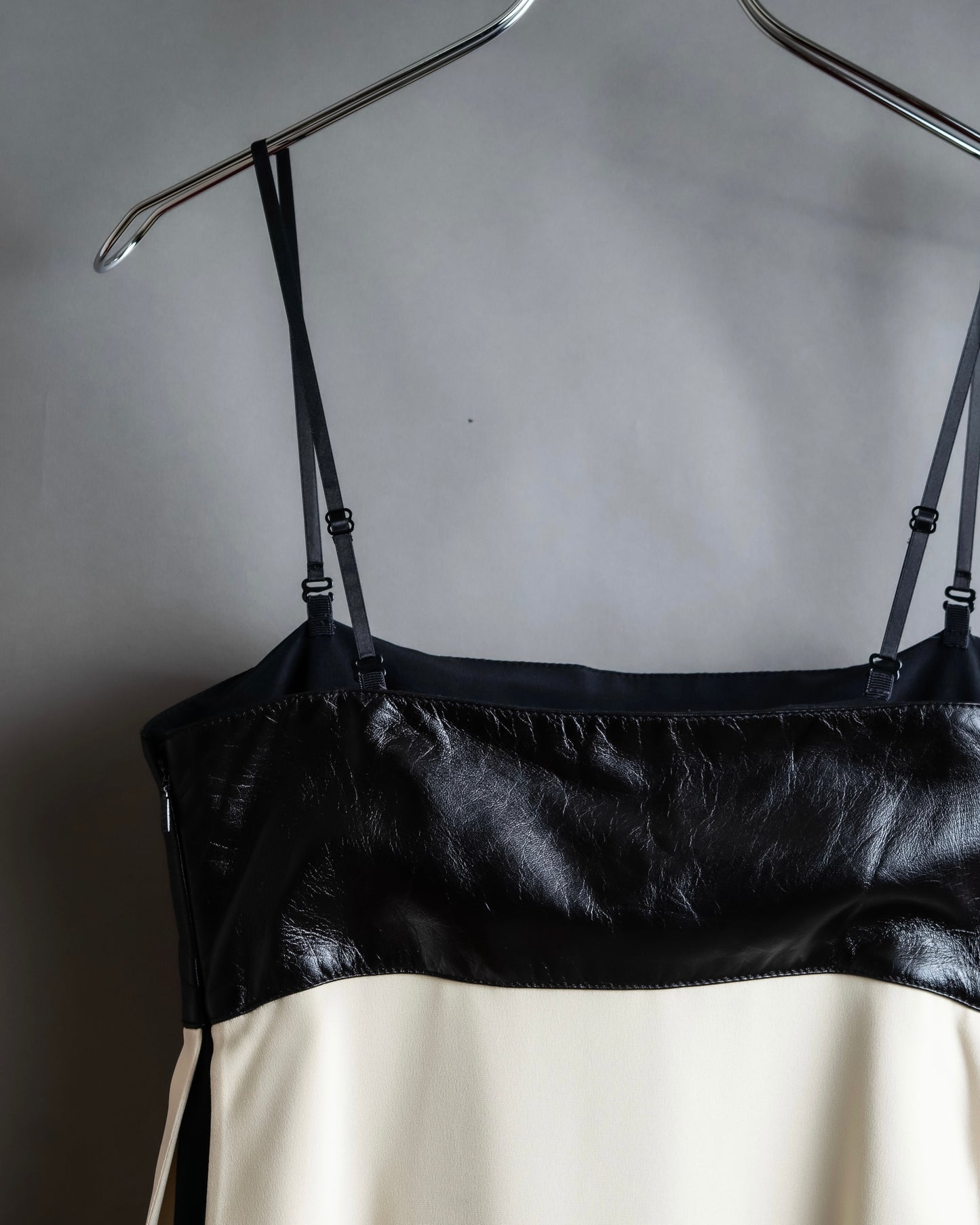 "LOEWE" Leather body bicolor unisex design camisole