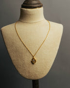 "Yves Saint Laurent" 80's-90's Gold tone rhinestone pendant necklace