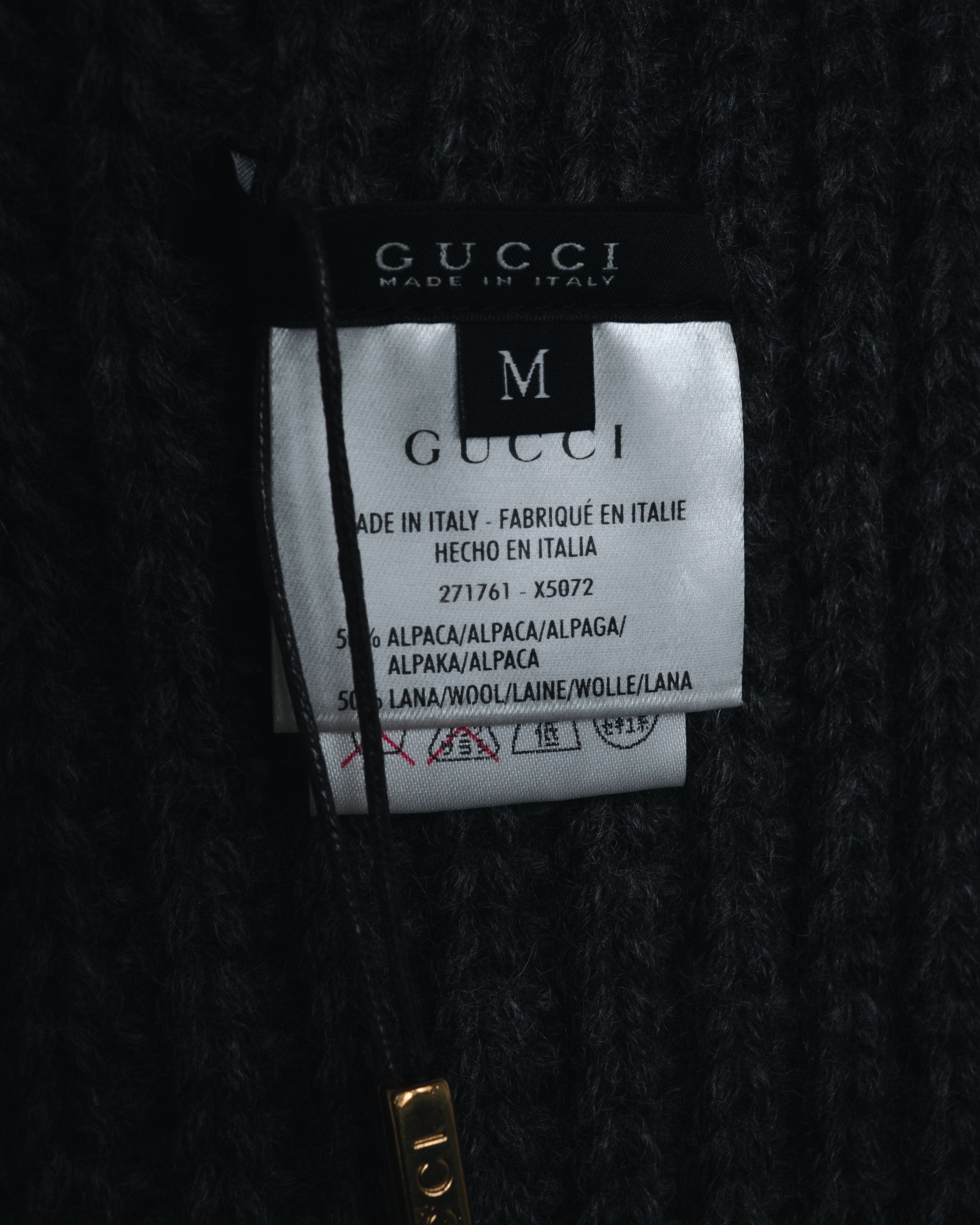 "GUCCI" 2010-11AW ribbed zip-front fringe knit vest