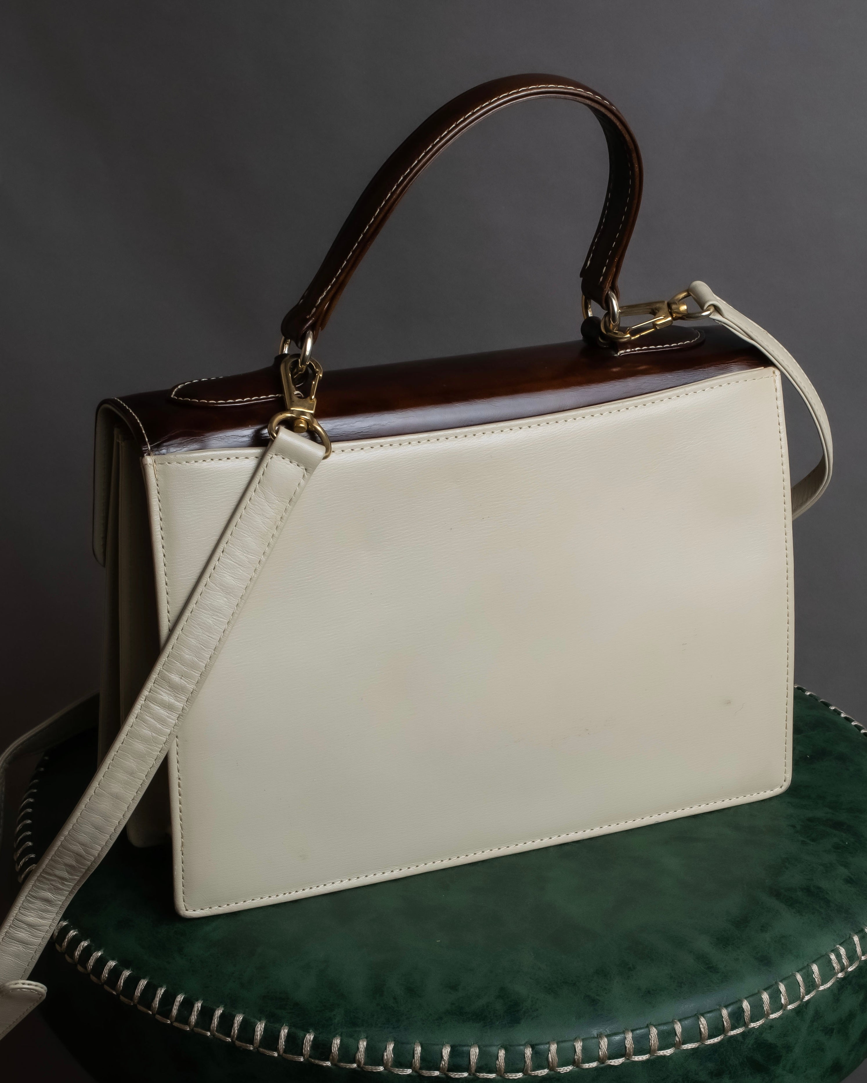 "Valentino Garavani" Square form bicolor 2way leather bag