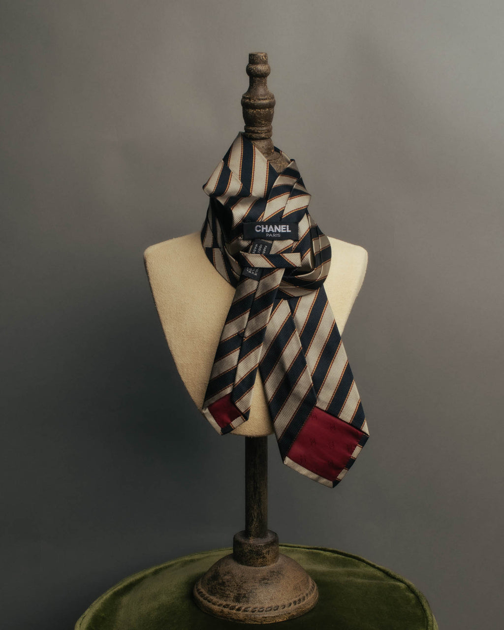"CHANEL" 90's-00's Classic silk regimental striped tie