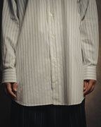 -SPECIAL- “HERMES” 80’s tonal jacquard pinstripe French cuff shirt
