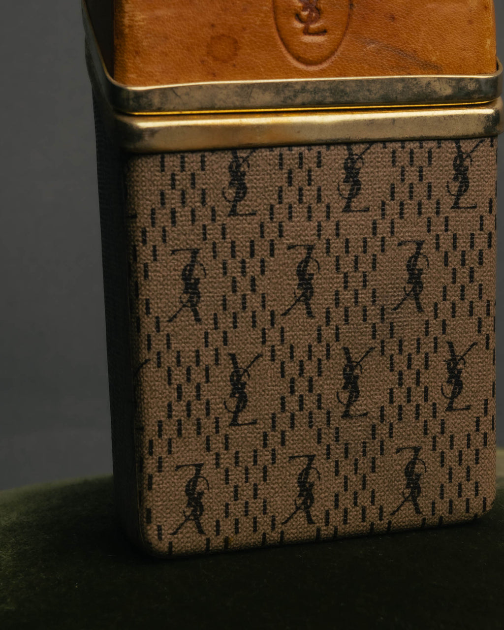 "Yves Saint Laurent" 70's-80's Vintage monogram canvas leather cigarette case