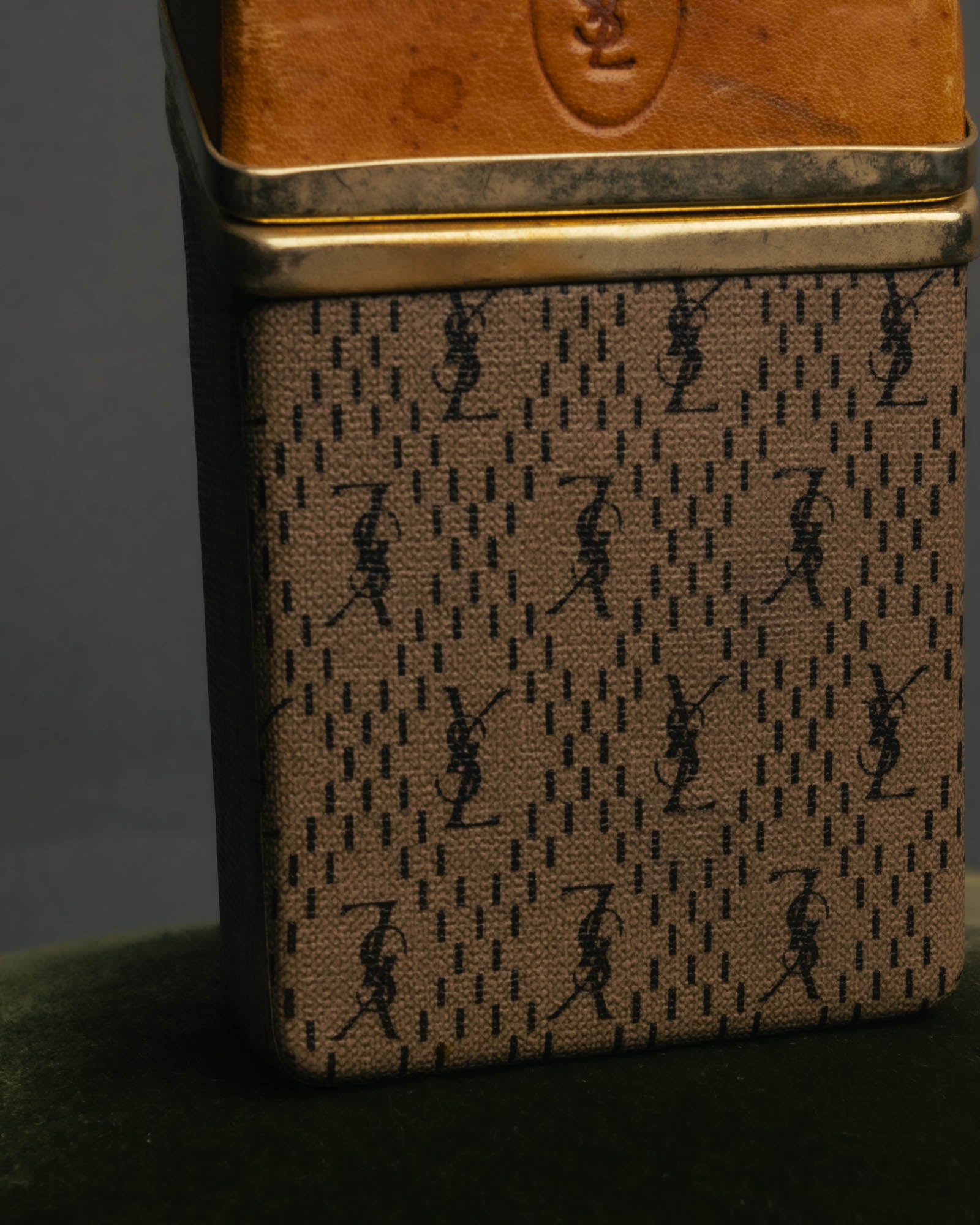 "Yves Saint Laurent" 70's-80's Vintage monogram canvas leather cigarette case