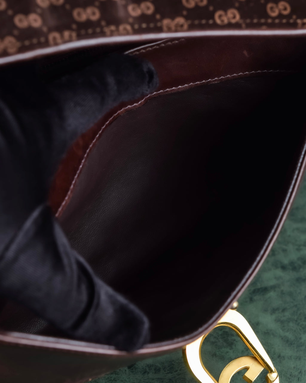 "GUCCI" 70's Embossed suede flap shoulder bag