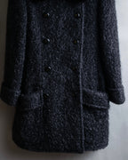 "Valentino Garavani" Fur collar boucle wool mid-length coat