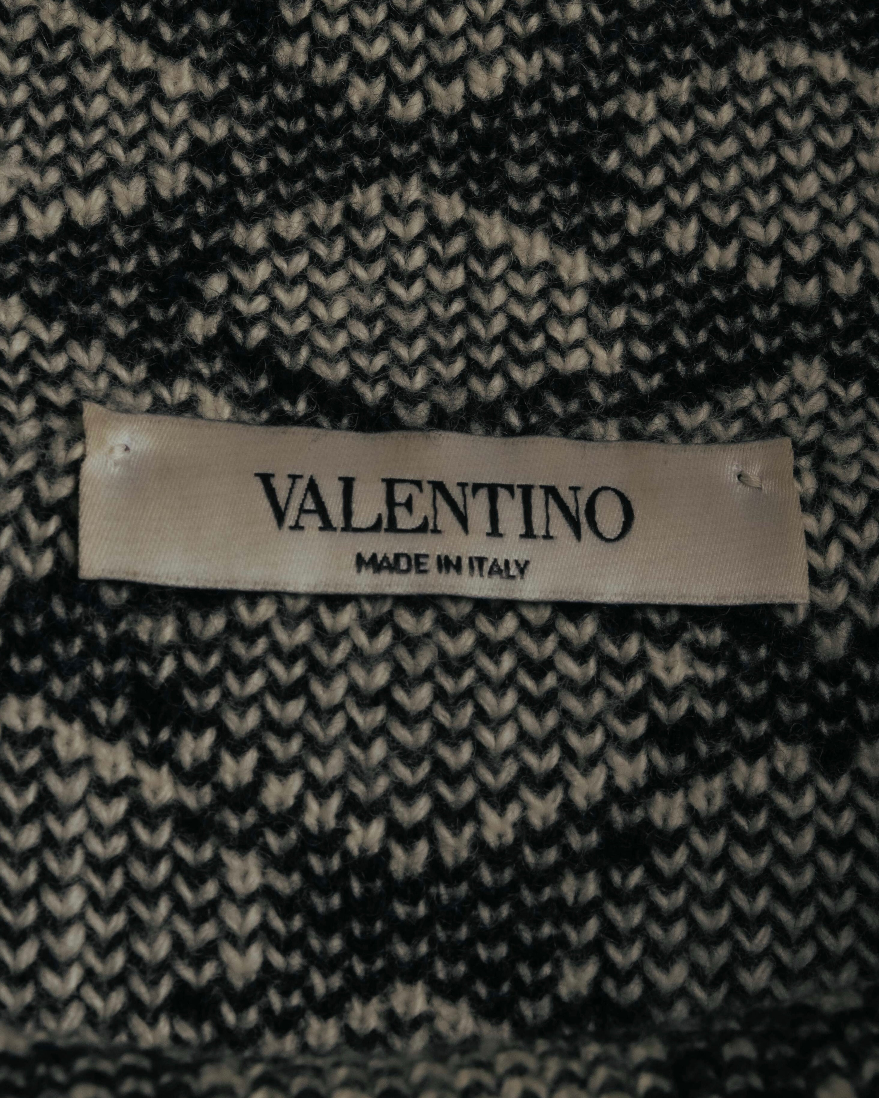 "VALENTINO" 20's Oversized diamond jacquard turtleneck knit sweater