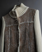 "Dolce &amp; Gabbana" Mouton &amp; knit combination design coat