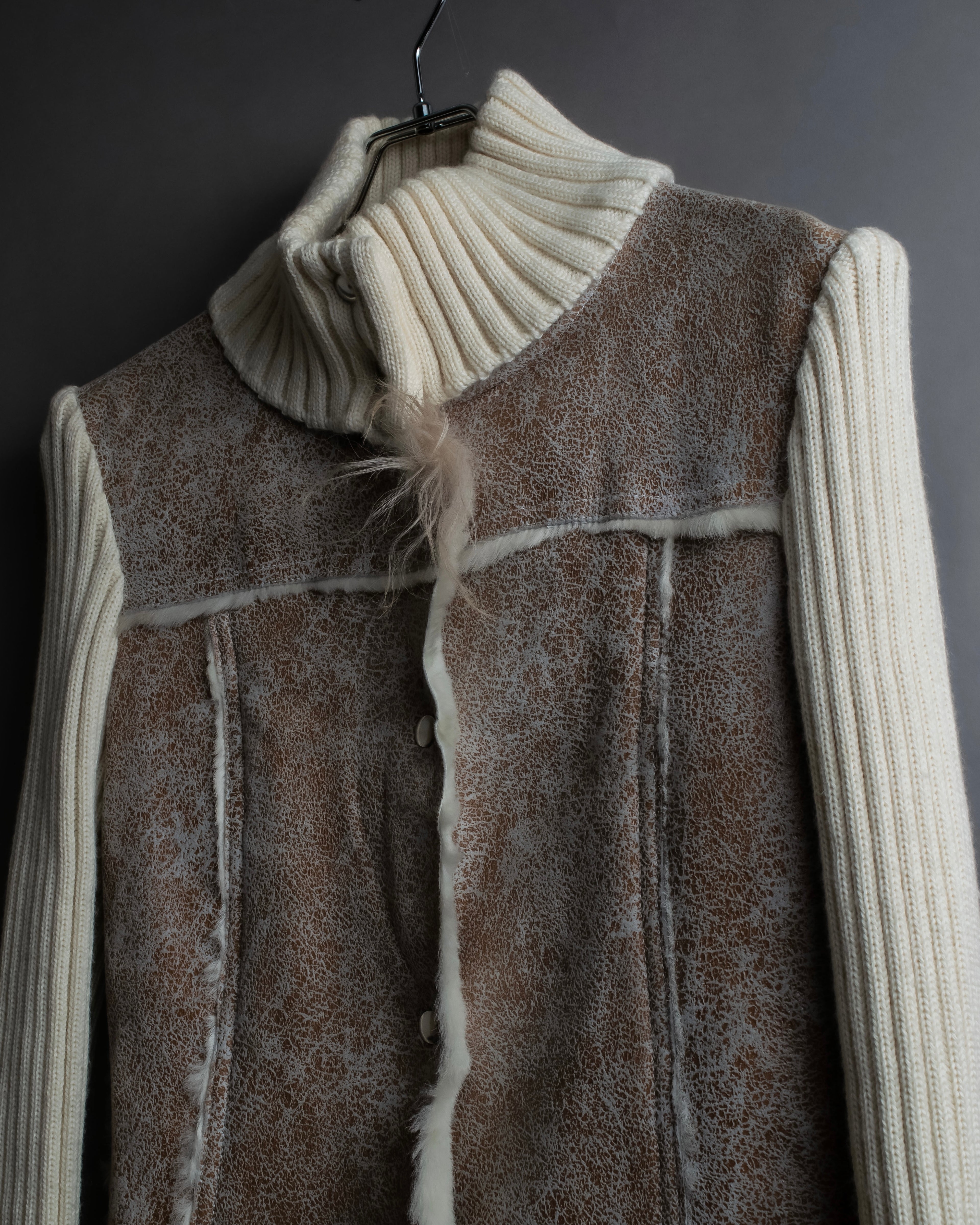 "Dolce &amp; Gabbana" Mouton &amp; knit combination design coat