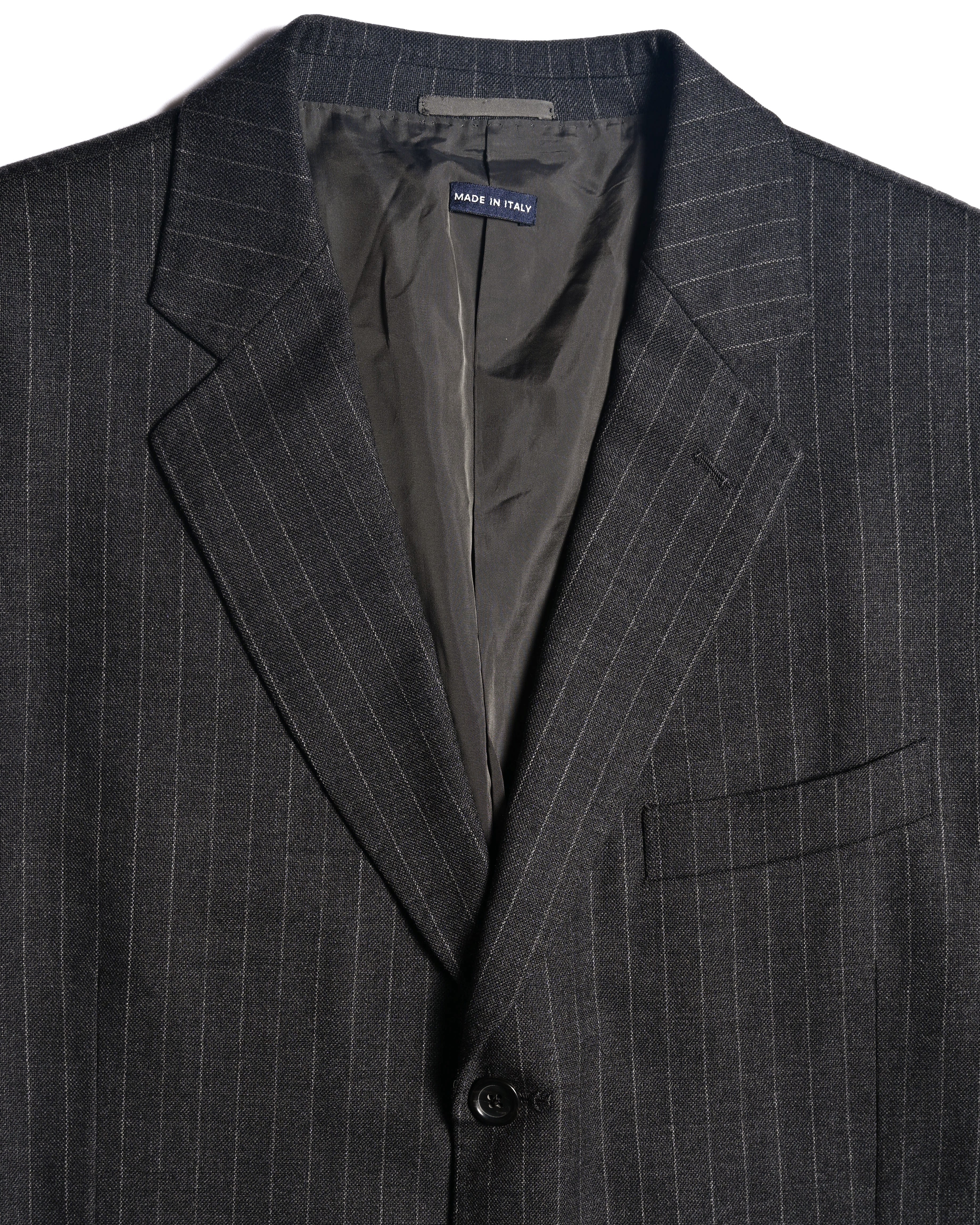 GIORGIO ARMANI/ Oversized Stripe Single Breasted 3B Tailored Jacket Gray