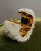 “CELINE” 2010’s Fur covered cuff bracelet