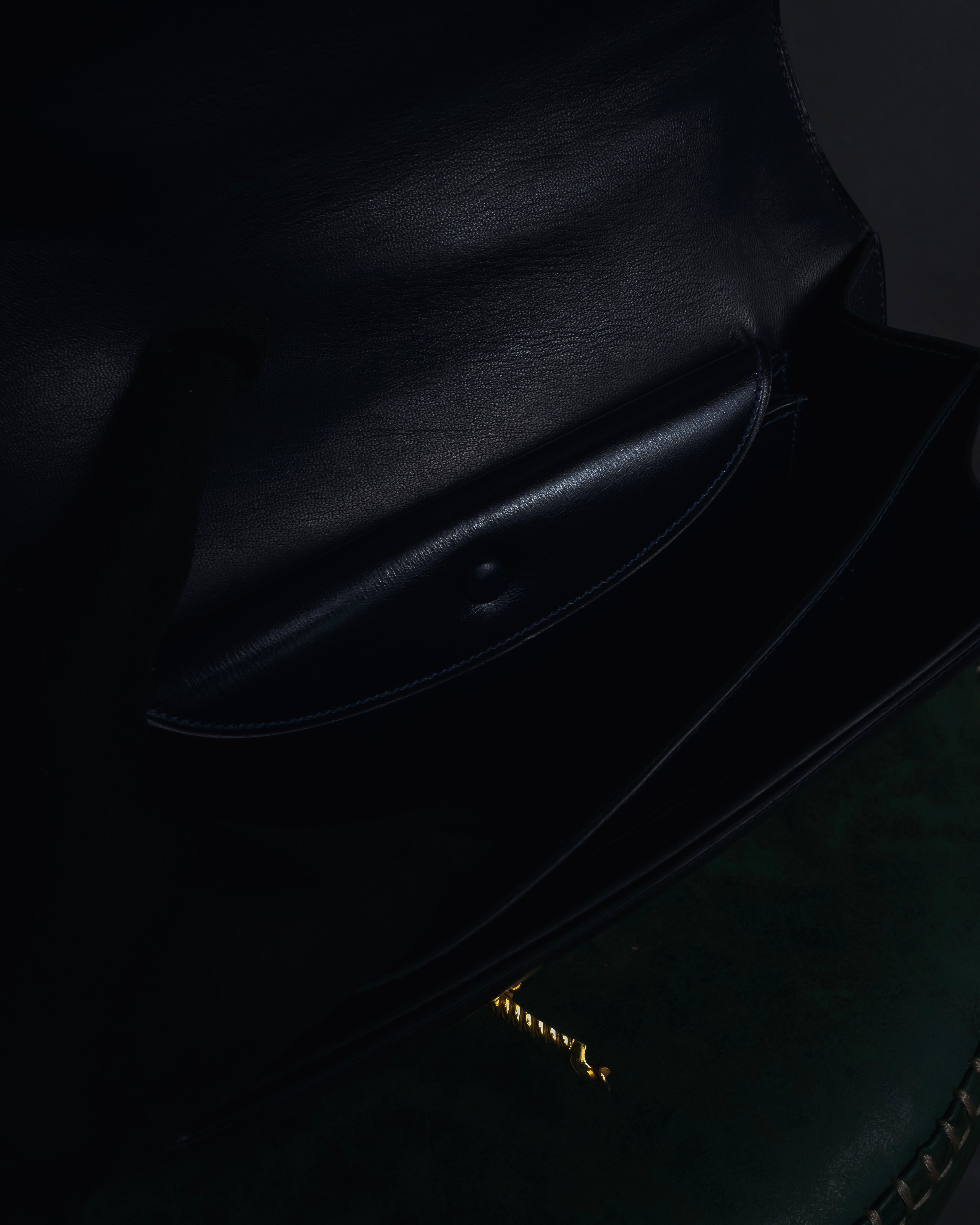 -SPECIAL- "HERMES" 60’s early sandrine box dark blue calf bit bag