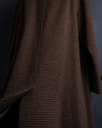 "BURBERRYS" Houndstooth pattern belted stand collar coat