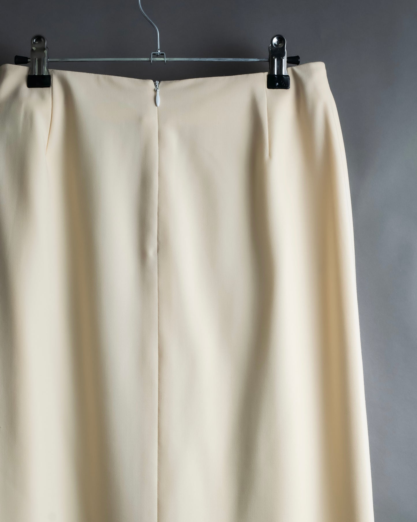 "HERMES" 100% wool ivory color flare skirt