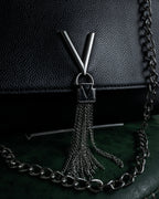 "VALENTINO" Textured leather V tassel chain shoulder bag