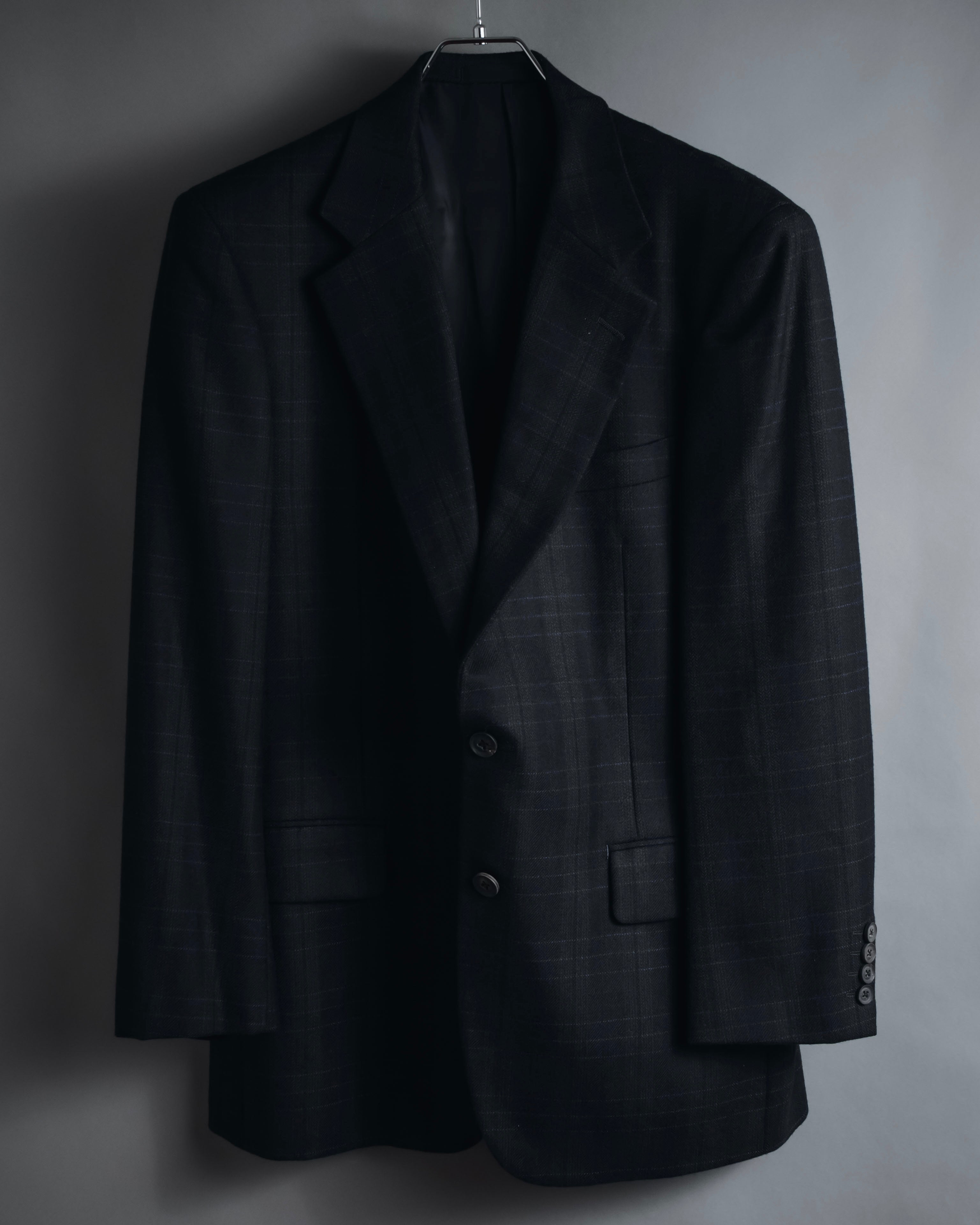 "Burberrys" 90’s dark check wool cashmere blend tailored jacket