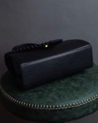 "YVES SAINT LAURENT" Hand stitched design trapezoid leather bag