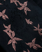 "JEAN PAUL GAULTIER" Leaf motif embroidered silk neck tie