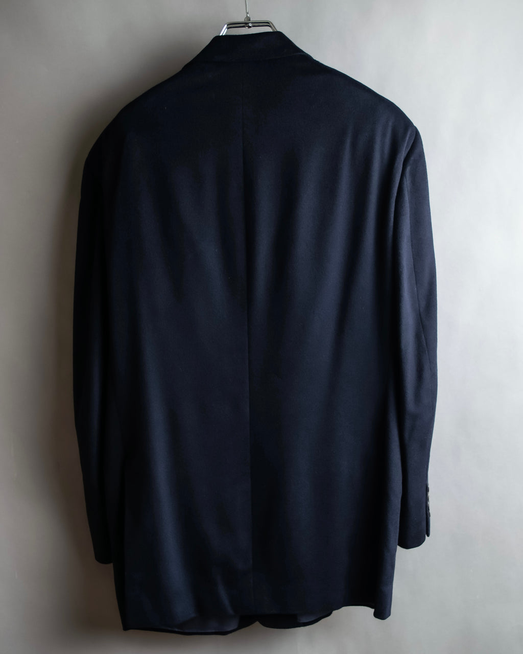 "HERMES" 90's Pure cashmere navy blue tailored jacket