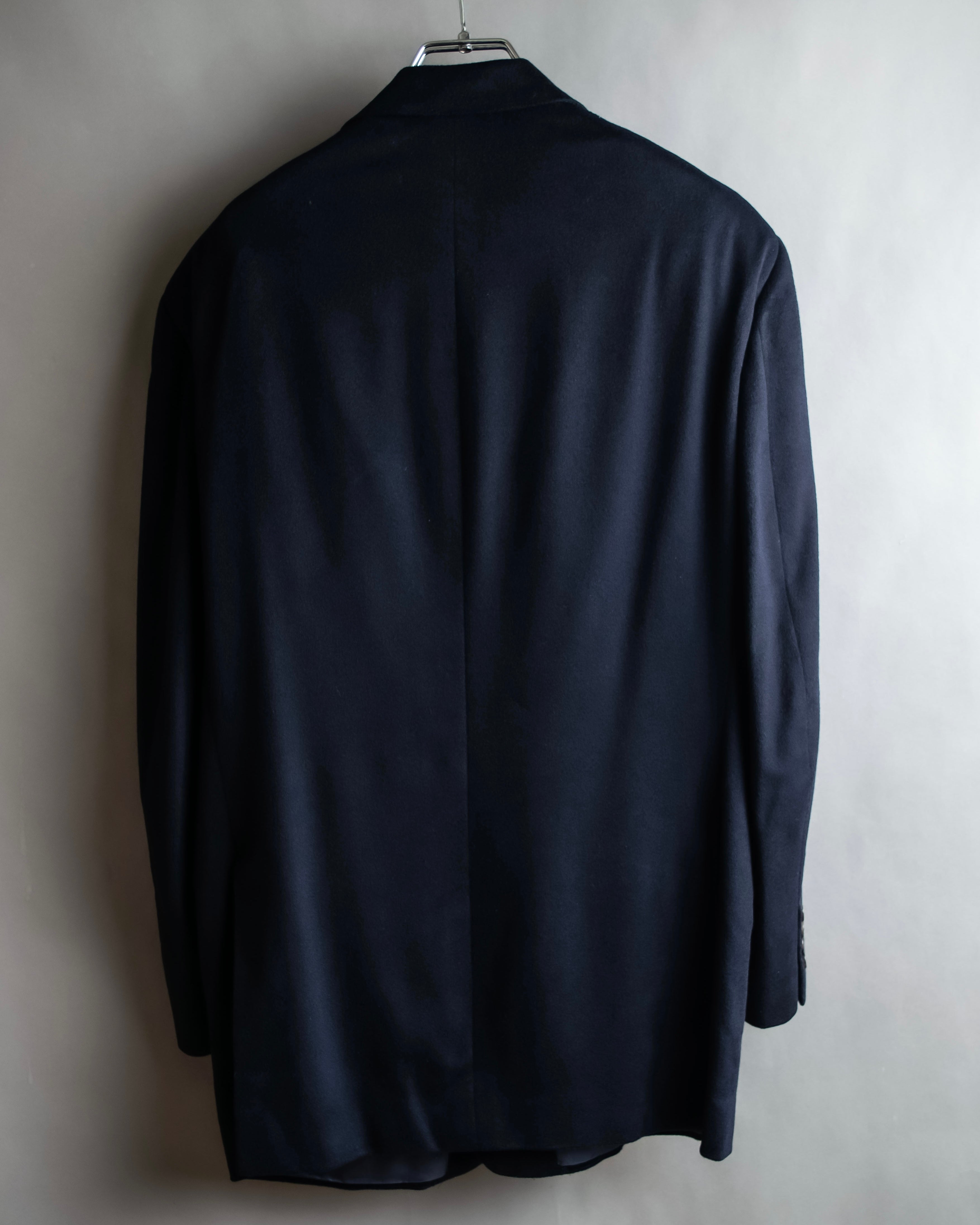 "HERMES" 90's Pure cashmere navy blue tailored jacket