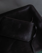 "GUCCI" Metal handle detail brown leather bag