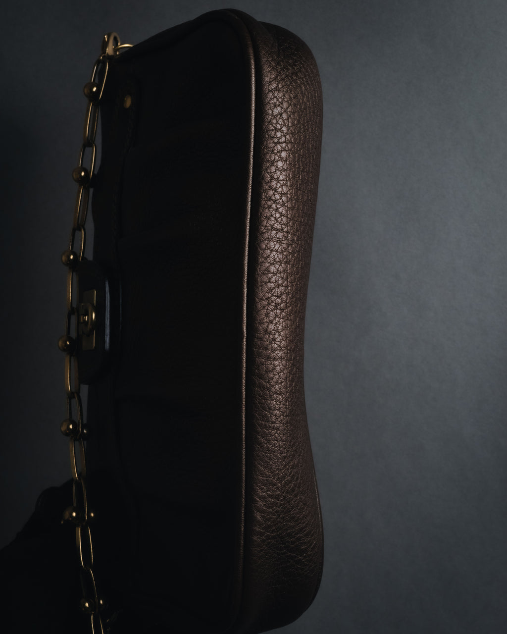 "Salvatore Ferragamo" 2000’s gathered metallic leather ball-link shoulder bag