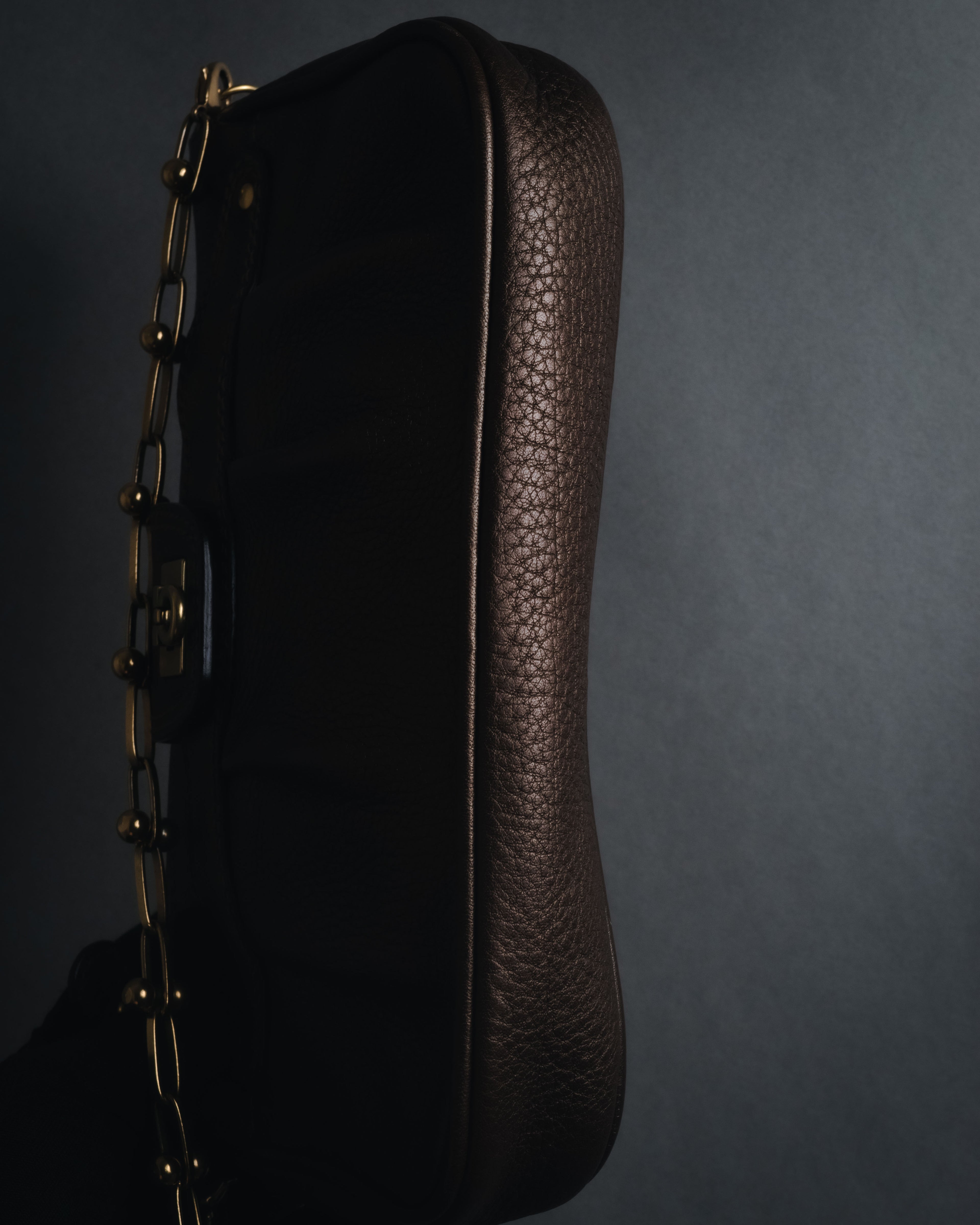 "Salvatore Ferragamo" 2000’s gathered metallic leather ball-link shoulder bag