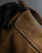 "PRADA" Hook hardware design ostrich leather shoulder bag