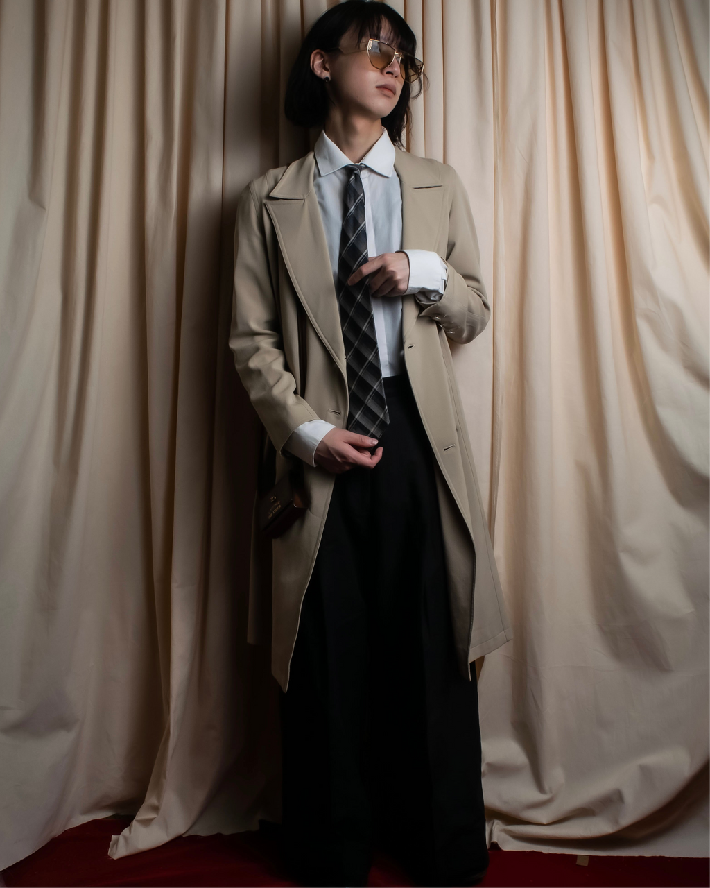 "COMME des GARCONS HOMME"
Argyle check pattern wool necktie