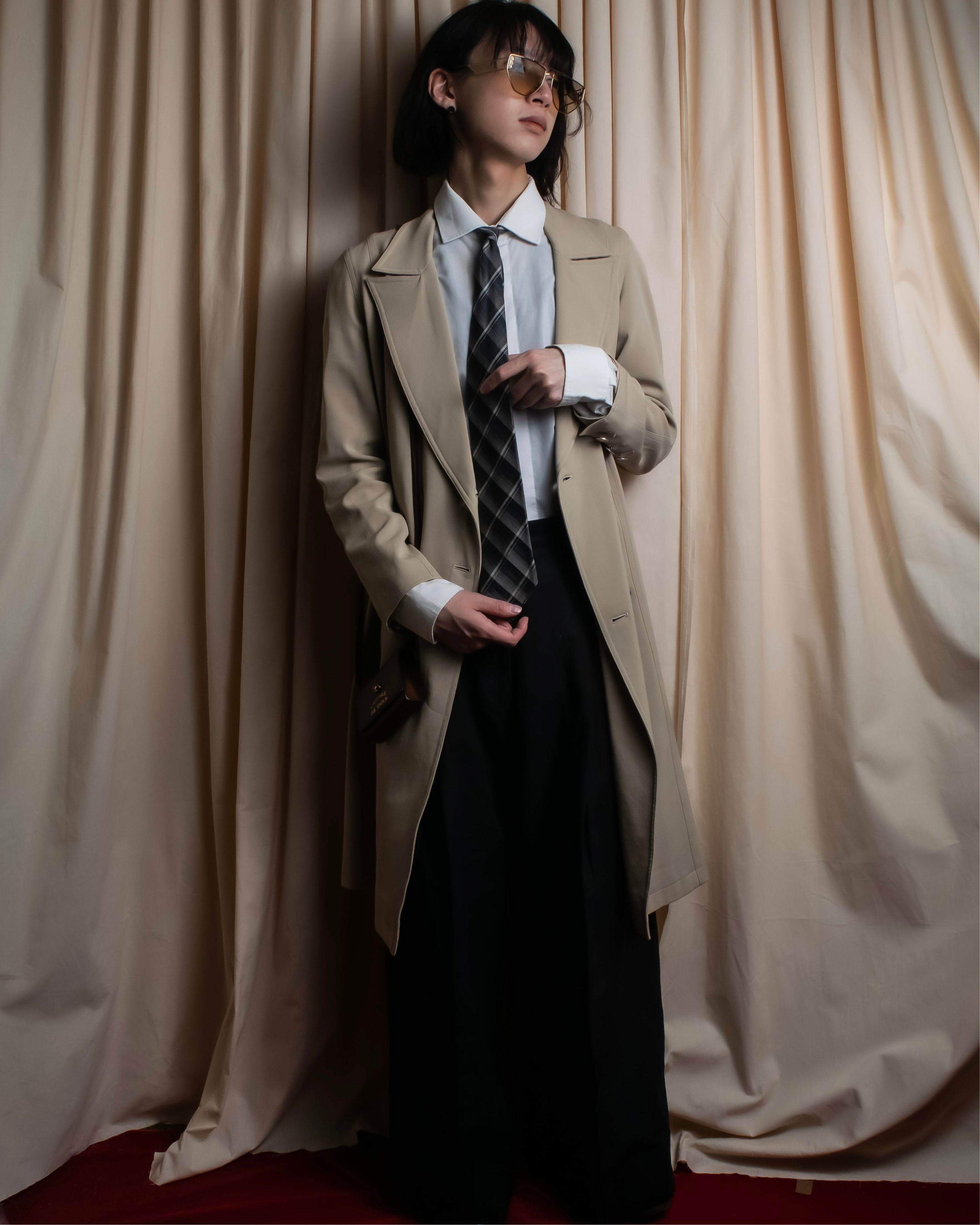 "COMME des GARCONS HOMME"
Argyle check pattern wool necktie