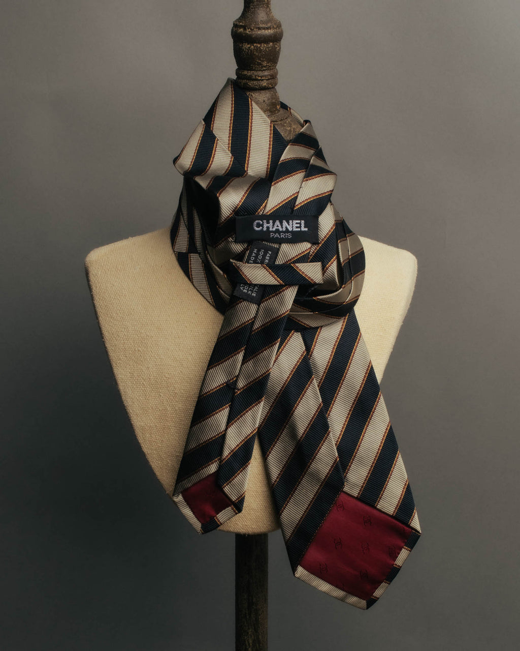 "CHANEL" 90's-00's Classic silk regimental striped tie