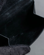 "BALENCIAGA" Logo engraved compact leather tri-fold wallet