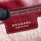 "BVLGARI" Marble motif burgundy color leather shoulder bag