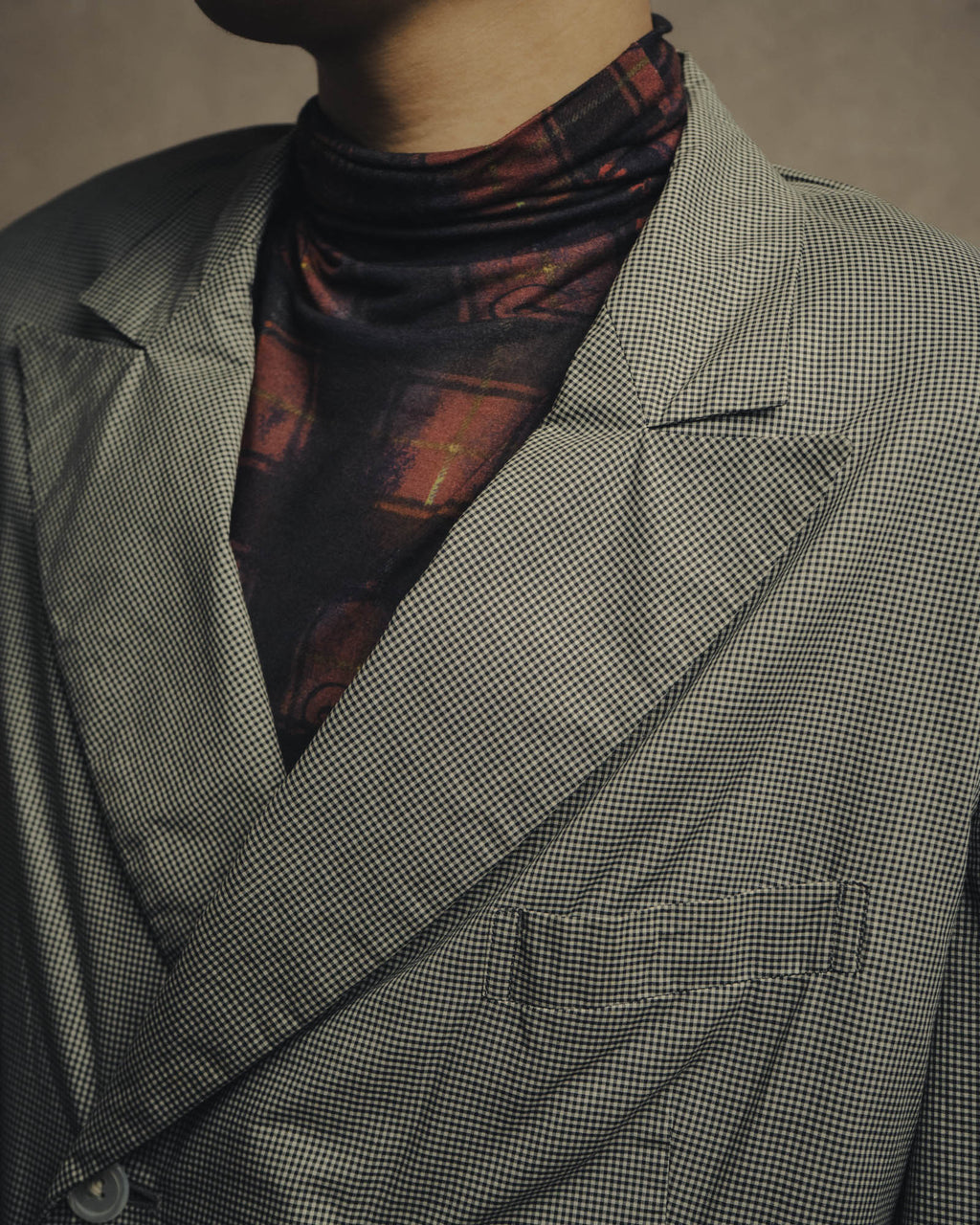 -SPECIAL- "Y's for men" 80's Double breasted houndstooth long jacket