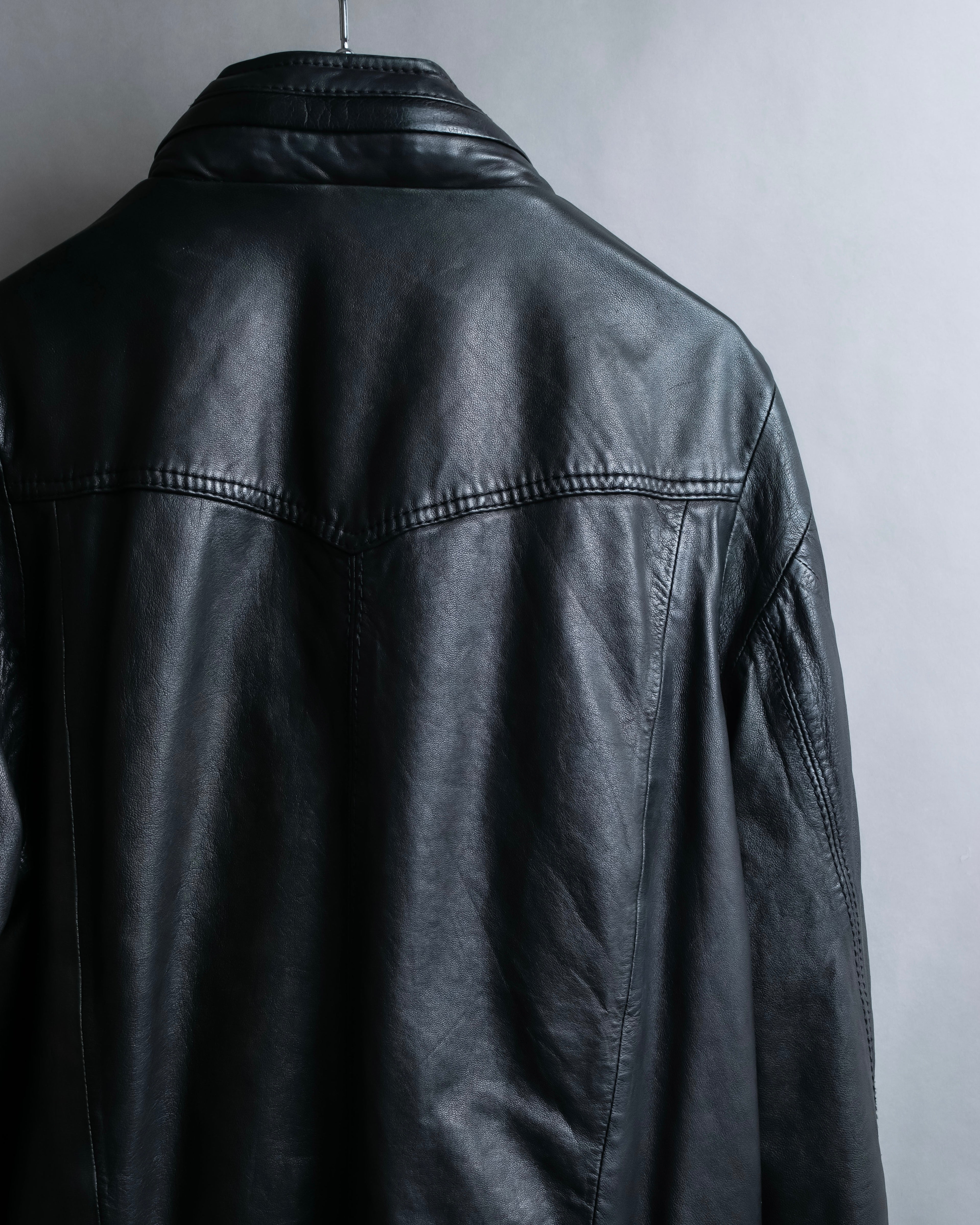 "DIESEL" Oversized stand collar lamb leather jacket