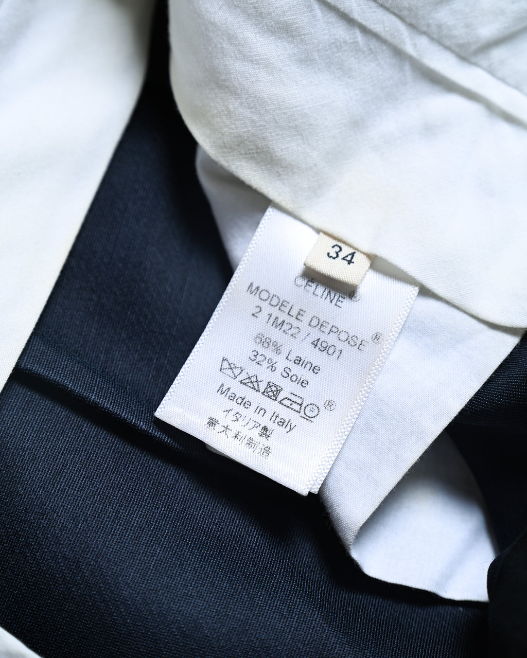 CÉLINE by Phoebe Philo/ Silk Blended Tuck Culottes Pants Navy