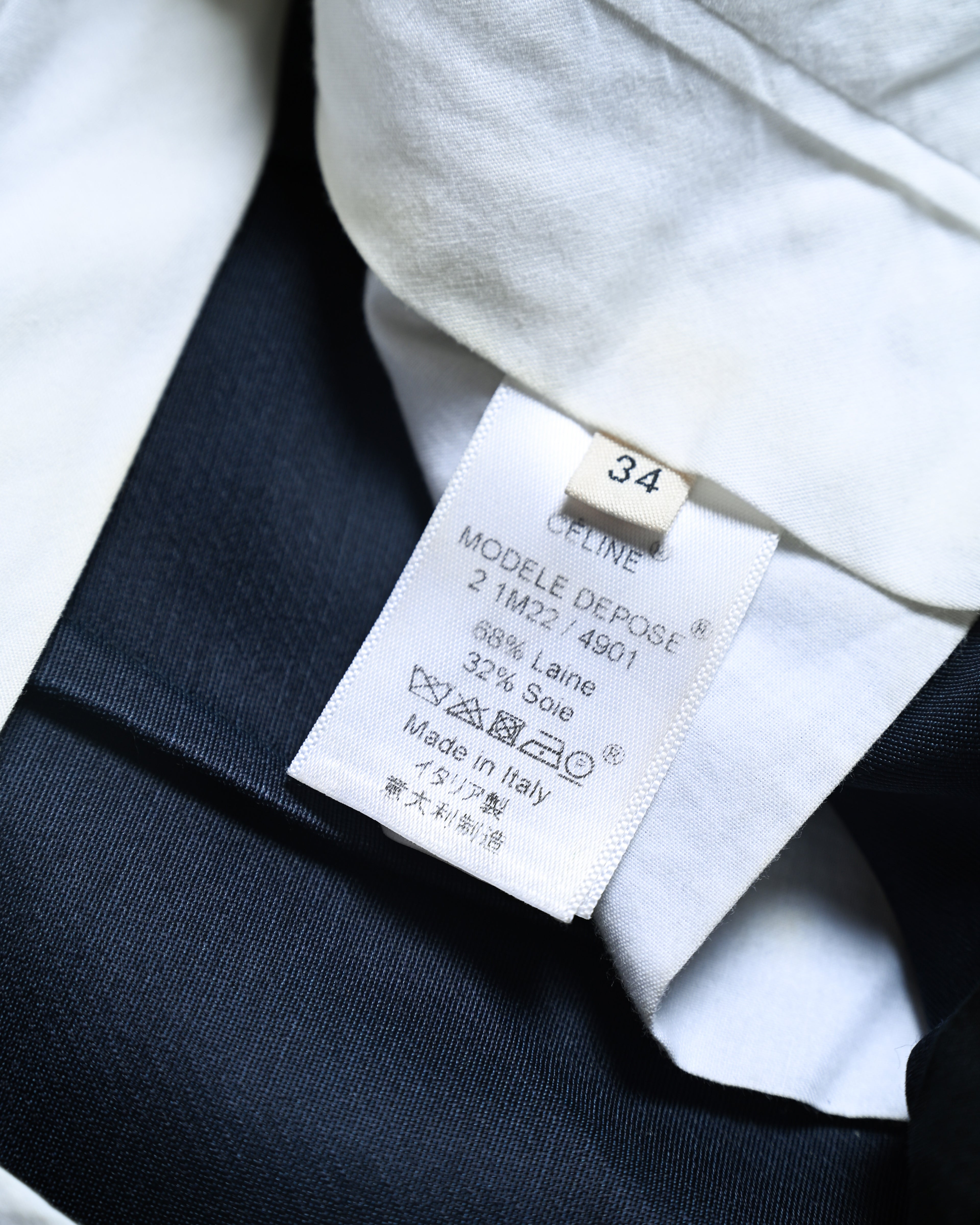 CÉLINE by Phoebe Philo/ Silk Blended Tuck Culottes Pants Navy