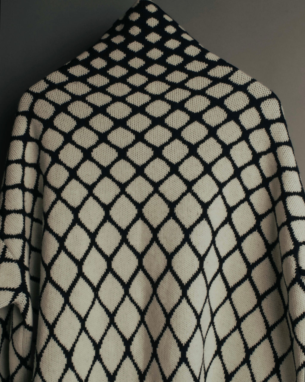 "VALENTINO" 20's Oversized diamond jacquard turtleneck knit sweater