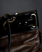"BALENCIAGA" Gold turn lock design leather combination bag
